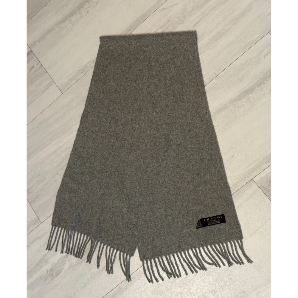 VTG Frangi 100% Cashmere Light Gray Scarf Made in Scotland 12x53 / 3" Fringe